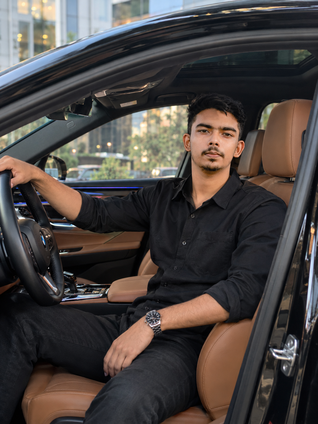 AI Prompt to Generate a Realistic Image Sitting in a Luxury Car