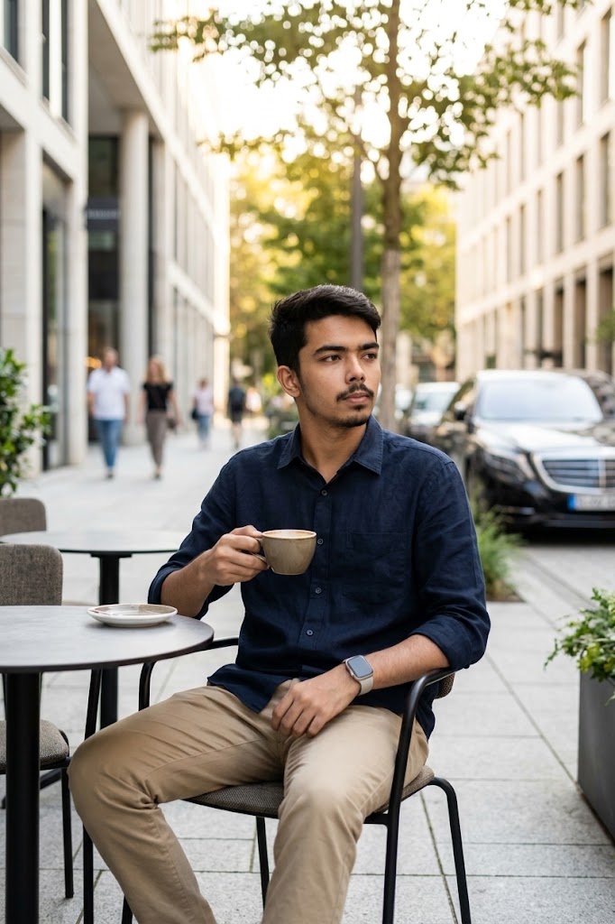 AI Prompt to Create a Premium European Café Portrait