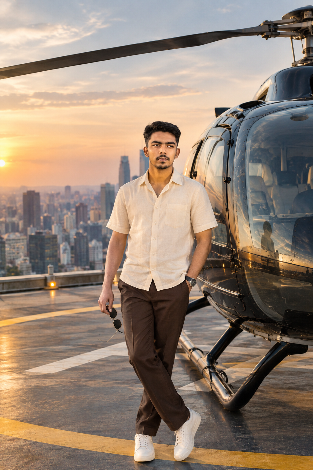 Luxury Helicopter AI Prompt — Create a Cinematic Rooftop Photo