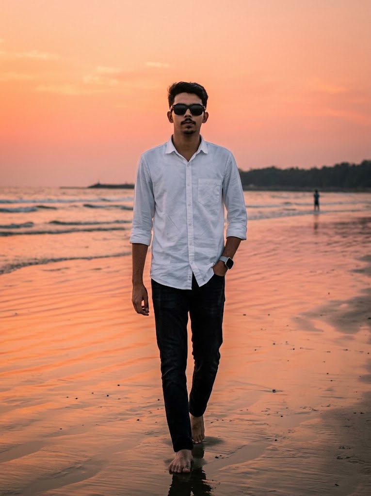 Create a Cinematic Sunset Beach Walking Photo with This AI Prompt