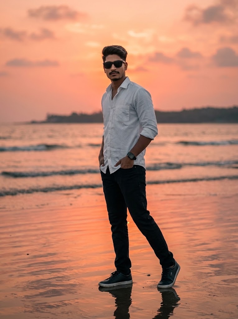 Gemini AI Sunset Beach Photo Prompt for Men