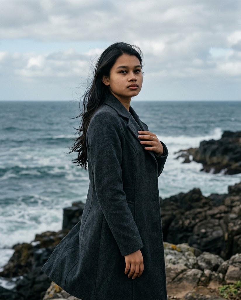 Gemini AI Prompt for a Moody Ocean-Side Portrait
