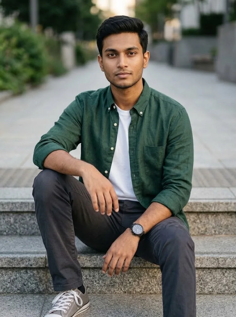 Gemini AI Prompt for a Natural Seated Outdoor Photo