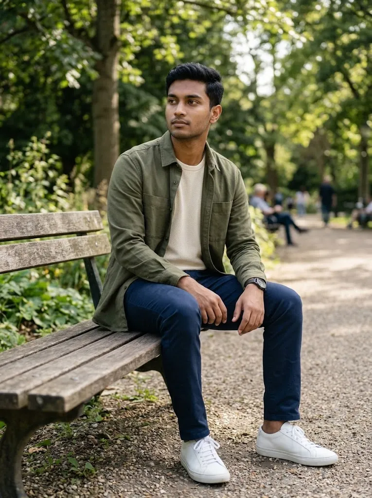Park Bench Sitting AI Photo Prompt