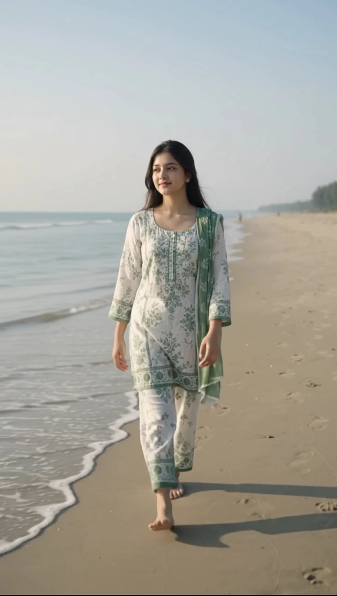 Flow AI Natural Beach Walking Video Prompt